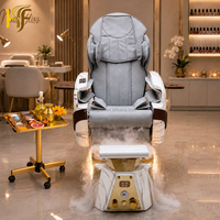 Fauteuil de pédicure électrique inclinable de luxe moderne pour salon de manucure, avec pompe de vidange sans tuyau et bain de pieds à remous massant