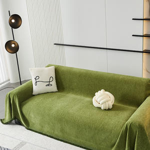 Housse de canapé en chenille haut de gamme antidérapante, couverture intégrale avec rayures/motifs unis pour toutes les saisons - Product Image 1