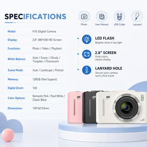 Appareil photo portable pour étudiants, vidéo 4K, 48MP, autofocus, zoom optique 16x, batterie 700mAh, lecteur SD MP3, idéal pour la salle de classe ou comme cadeau - Product Image 6
