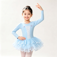 Robe de danse de ballet colorée pour filles, col haut, manches longues, tutu, justaucorps, jupe en tulle