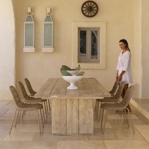 Outdoor <b>Rattan</b> <b>Tables</b> and Chairs Balcony Courtyard Casual Restaurant Villa Outdoor Waterproof Sunscreen Teak <b>Dining</b> <b>Table</b> - Product Image 1