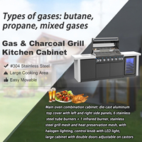 #304 aço inoxidável porta dupla geladeira churrasqueira Ilha Outdoor Kitchen Grill com geladeira