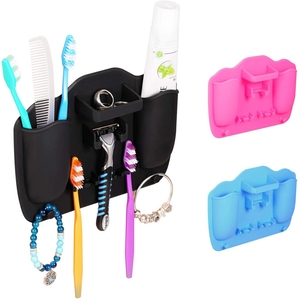 <strong>Super</strong> Strong Suction Eco-friendly Square Silicone Toiletry Organizer No Drilling Required Space-<strong>Saving</strong> Design for Toothbrush - Product Image 1