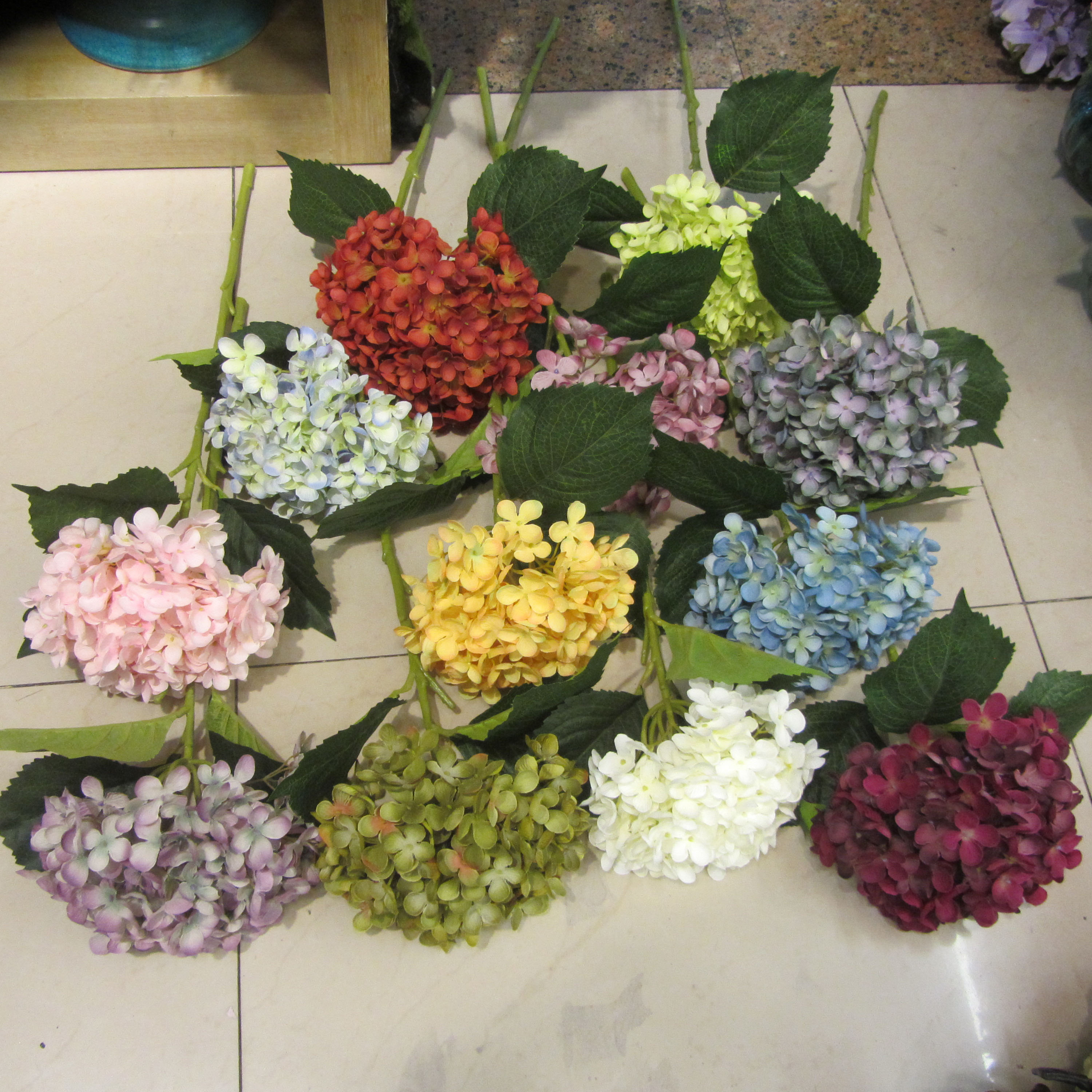 nice small petals yellow artificial silk hydrangea flower