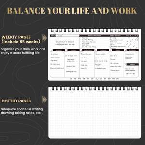 New Arrival <b>Black</b> Cover Custom Book Printing Schedule Spiral Notebook Weekly Planner A5 Hardcover 100 <b>Sheets</b> - Product Image 4