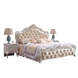 클래식 이탈리아 침대 룸 가구 나무 침대 골동품 나무 퀸 사이즈 침대