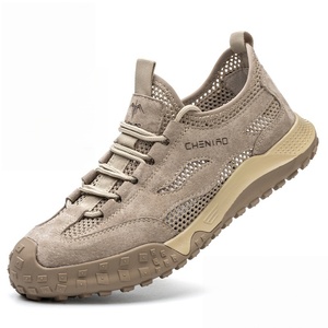 Chaussures de sport pour hommes à lacets, imperméables, en cuir véritable, respirantes, avec doublure en coton, souples, résistantes à la compression et aux perforations - Product Image 1