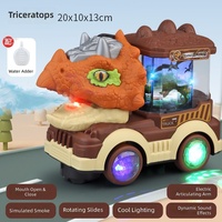 Nouveau jouet pour enfants : Voiture électrique dinosaure Triceratops avec mouvement omnidirectionnel, lumières, musique et fonction de pulvérisation rotative
