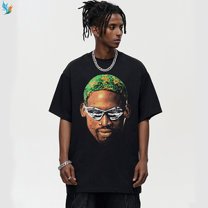 T-shirt personnalisé à col rond, coupe ample, épaules tombantes, impression DTG, pour les fans de basketball et de hip-hop - Product Image 3