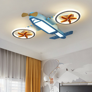 <span class=keywords><strong>Lampe</strong></span> suspendue d'<span class=keywords><strong>avion</strong></span> de dessin animé pour chambre d'enfant Ventilateur de plafond à led en métal pour chambre d'enfant Garçon - Product Image 1