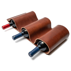 Wholesale <b>wall</b>-mounted leather <b>wine</b> <b>racks</b>, 3-compartment <b>wine</b> storage bags, creative beer <b>racks</b> for home and hotels. - Product Image 2