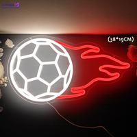 Enseigne néon LED en acrylique en forme de ballon de football avec effet flamme, éclairage USB à intensité variable, pour décoration murale, bar sportif, salle de jeux, man cave et fêtes