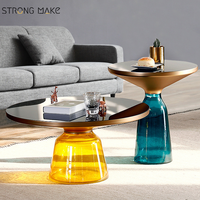Nordic Couchtisch Basse Round Side Coffes Ensemble De Table Fin Mesa De Centro De Luxe Moderne Bell Table Basse En Verre pour Salon