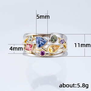 Multicolor Geometric <b>Ring</b> for Women <b>Wave</b> Line Design Daily Wear Finger Accessory - Product Image 3