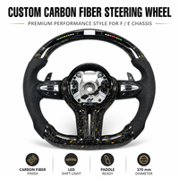 Volant de course personnalisé en cuir et fibre de carbone, fond plat, couleur de surpiqûre personnalisée pour les séries 1/2/3/4