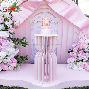 Piedistalli per Decorazioni Matrimoniali, Cilindri Rosa Rotondi, Espositori Floreali per Eventi e Feste Nuziali - Product Image 3