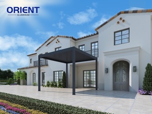 Pérgola de Techo con Aspersores de Aluminio Motorizados, Pérgola de Jardín con Protección Solar, Pérgola de Techo con Revestimiento de Aluminio Impermeable para Exteriores - Product Image 5