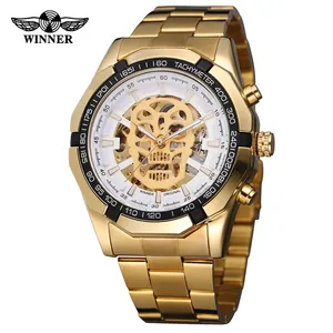 WINNER 486 Relojes mecánicos Pulsera Venta caliente Calavera Esqueleto Reloj Acero Manos luminosas Relojes de pulsera automáticos para hombres Reloj para hombres - Product Image 6