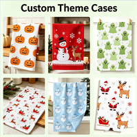 Serviette de cuisine en microfibre gaufrée sur le thème de Noël, 32*45cm, 80g/pièce, haute absorption d'eau, séchage rapide, chiffon de nettoyage pour la cuisine