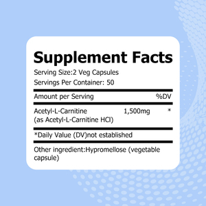 Private Label Acetyl L-Carnitine Capsules with Hypromellose Support Cognitive Function and Attention Vegetable Capsules - Product Image 2