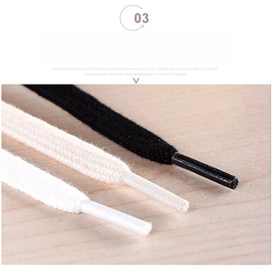 Lacets plats en coton personnalisés avec logo imprimé, vente en gros, pour chaussures de sport, 8 mm, blanc, noir, crème, pour hommes et femmes. - Product Image 4