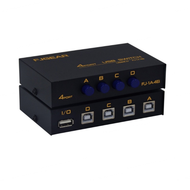 High Quality Black Metal USB2.0 4 Ports 1A4B Private Mold Sharing Switch 140g for PC Printer BAJEAL/FJ CN/GUA