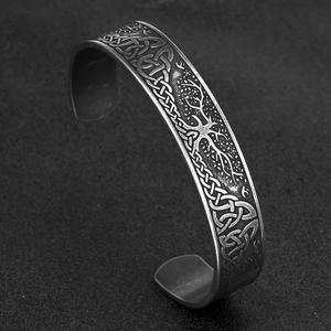 Bracelet nordique rétro en acier inoxydable pour hommes, design arbre de vie, finition vieillie, bijoux cadeau - Product Image 3