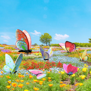 Sculpture de papillon géant simulé pour jardin extérieur, entièrement faite à la main en fibre de verre, style minimaliste moderne pour parcs - Product Image 2