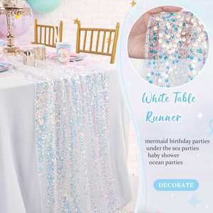 Chemin de table irisé à paillettes 12x108 pouces, tissu scintillant pour décoration de mariage, anniversaire, Saint-Valentin - Product Image 2