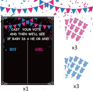 54 Pcs Team Voting Poster Board Game Pink Blue Stickers Set Boy Or Girl Vote Gender Reveal Ideas Baby Shower Decoration Kit