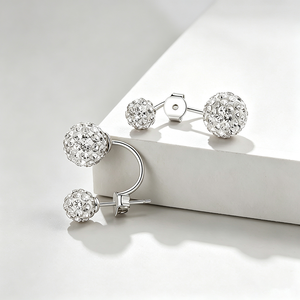 Boucles d'oreilles clous personnalisables en argent sterling 925 plaqué rhodium avec double zircon, mignonnes, pour femme, cadeaux de fiançailles, de mariage et d'anniversaire - Product Image 5