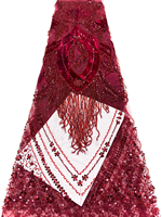 NI.AI Tissu en dentelle perlée de luxe africaine nigériane avec sequins brodés pour robe de mariée Asoebi pour filles