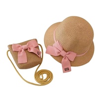 Personnalisable été parent-enfant en plein air plage doux chapeau de paille avec nœud mignon sac à main en gros décontracté chapeau de soleil sac à bandoulière