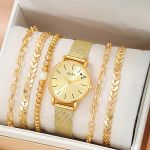 Montre à quartz simple pour femmes à la mode, montre en acier et bracelet de luxe ensemble - Product Image 6