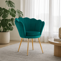 Chaise de salle à manger en velours violet avec pieds en métal, chaise d'appoint rembourrée, dossier festonné, mobilier moderne pour appartement