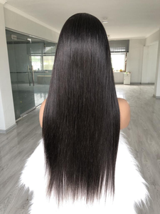 Peluca de encaje completo transparente al por mayor <span class=keywords><strong>con</strong></span> <span class=keywords><strong>huesos</strong></span> rectos y Peluca de pelo ondulado de <span class=keywords><strong>cuerpo</strong></span> negro natural - Product Image 4