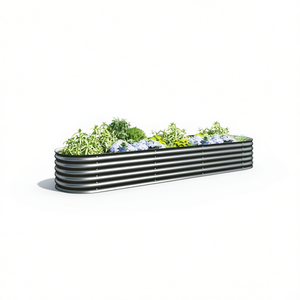 Jardinera Elevada de Acero Galvanizado Plateada D0100HE73YW para Plantación en Exteriores - Product Image 1