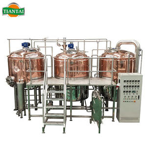 เครื่องต้มเบียร์คราฟต์แบบ 3 ถัง ความจุ 1000 ลิตร (10HL) ทำจากทองแดงแดง พร้อมมอเตอร์แบบมีลูกปืน สำหรับการผลิตแอลกอฮอล์และควาส - Product Image 1