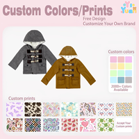 Manteau d'hiver chaud pour enfants en sherpa marron avec capuche, boutons en bois, double poches, veste d'extérieur pour garçons en bas âge