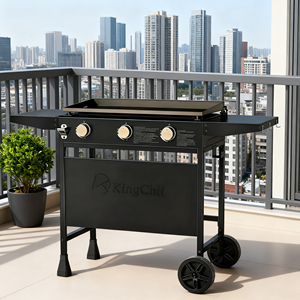 Prix d'usine Vente <span class=keywords><strong>Grande</strong></span> Surface 3-Allumage <span class=keywords><strong>Gaz</strong></span> <span class=keywords><strong>Plancha</strong></span> Couverture Rigide Roues Grill pour Services de Restauration - Product Image 1