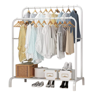 Customized Floor Standing Clothes Rack Durable Mobile Metal Clothes Drying Rack Multifunctional Clothing Dry Rack - Product Image 1