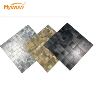 2024 Brushed Silver Black Aluminium Peel And Stick Kitchen Backsplash Tile Mosaic