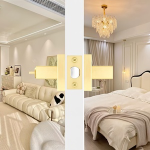 1 poignée de porte intérieure carrée moderne en alliage de zinc robuste avec serrure pour chambre, salle de bain, bureau, réversible - Product Image 5