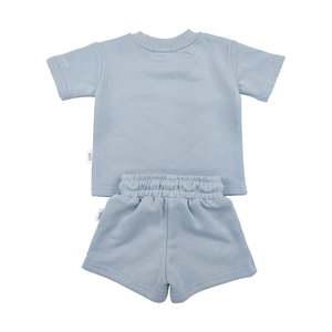 Ricamo con Logo personalizzato Casual estivo privato girocollo in cotone Terry per bambini e ragazzi Set di due pezzi - Product Image 3