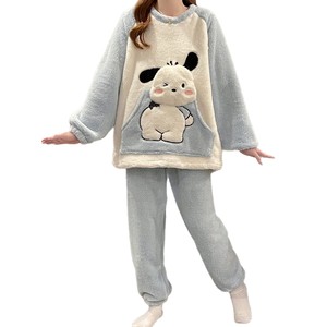 <span class=keywords><strong>Pigiama</strong></span> Invernale Termico <span class=keywords><strong>in</strong></span> <span class=keywords><strong>Pile</strong></span> di Poliestere da <span class=keywords><strong>Donna</strong></span> Taglie Forti con Stampa Cartoon Carina a Girocollo e Maniche Lunghe - Product Image 5