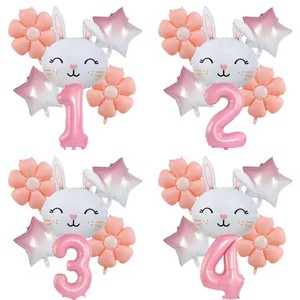 Set di <span class=keywords><strong>palloncini</strong></span> a margherita di <span class=keywords><strong>coniglio</strong></span> <span class=keywords><strong>con</strong></span> palloncino a numeri rosa da 40 pollici da 1 a 9 pollici per decorazioni per feste di compleanno a tema pasqua giocattoli per bambini Helium Globos - Product Image 1