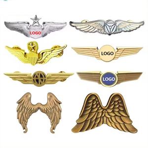 Customized 3D Enamel Aviation Angel Wing Shaped Lapel Pins Badges Airline Airplane Wing Shaped Enamel Pin - Product Image 1