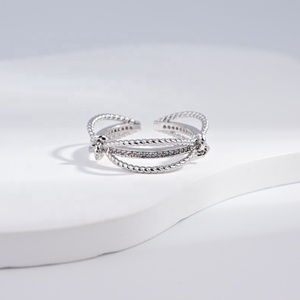 factory price plata 925 sterling <b>silver</b> hip hop three layers <b>ring</b> fashion open chunky 14k gold plated <b>adjustable</b> <b>rings</b> for girls - Product Image 2
