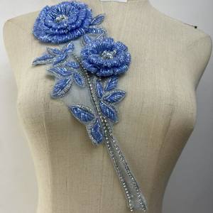 Aplique de Flores 3D con Cuentas Pesadas Multicolores de Lujo para Coser en Vestidos de Noche y de Novia - Product Image 6