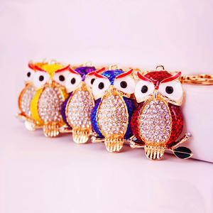 Porte-clés de voiture en métal avec strass, mignon, hibou de dessin animé, accessoires de sac pour femmes, Animal, offre spéciale, 2022 - Product Image 4